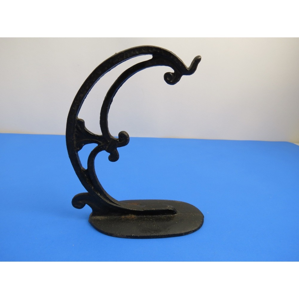 Vintage Cast Iron Wall Sconce Crescent Shape Black Decorative Hook Display